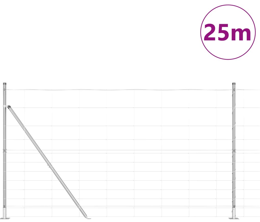 Cerca de Campo vidaXL 1.4x25 m Aço Galvanizado