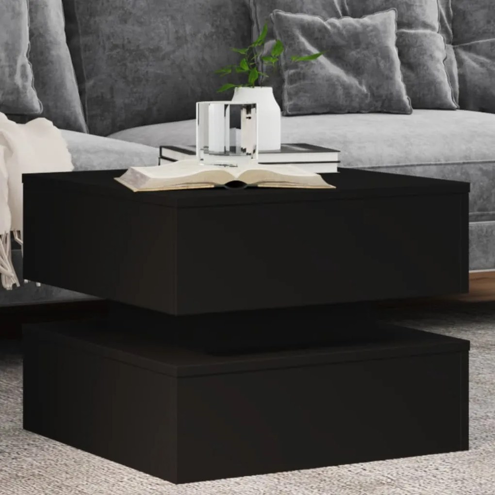 Mesa de centro com luzes LED 50x50x40 cm preto