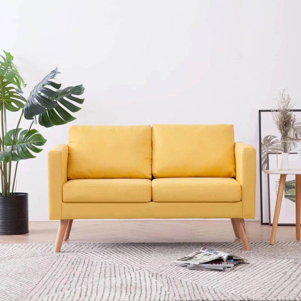 281361 vidaXL Sofá de 2 lugares em tecido amarelo