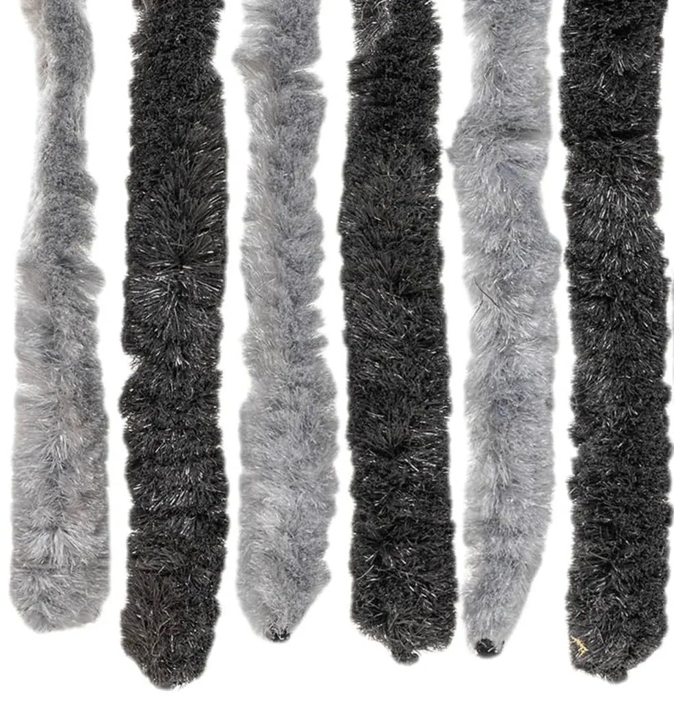 Cortina anti-insetos 56x185 cm chenille cinzento e preto