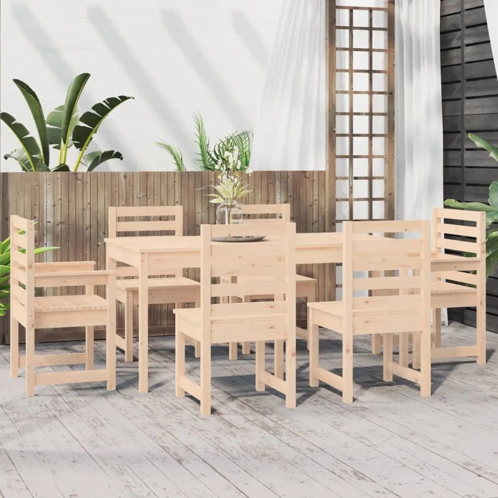 7 pcs conjunto de jantar para jardim madeira de pinho maciça