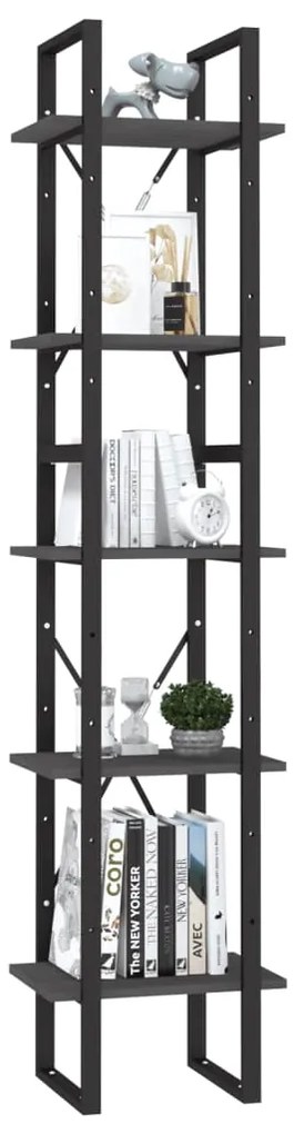 Estante c/ 5 prateleiras 40x30x175 cm madeira de pinho cinzento