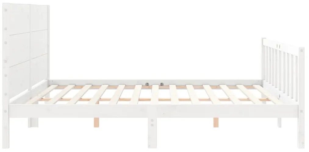 Cama sem colchão 200x200 cm madeira de pinho maciça branco