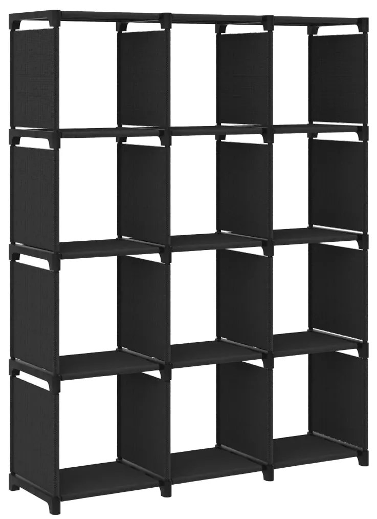 Unidade de prateleiras 12 cubos 103x30x141 cm tecido preto