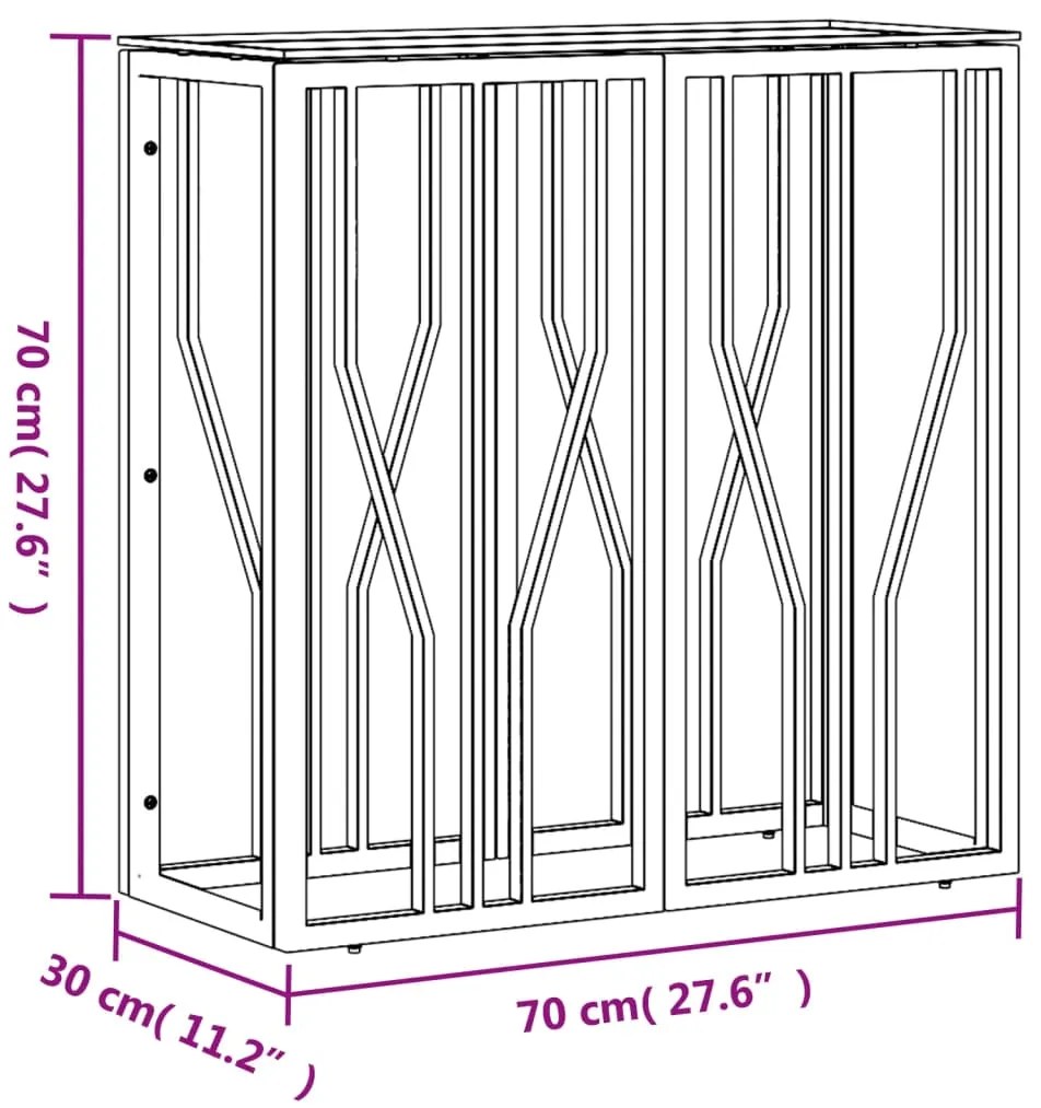 Mesa consola 70x30x70 cm aço inoxidável e vidro