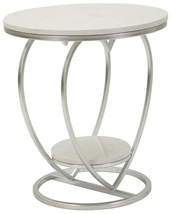 MESA DE APOIO CORAÇÃO Ø 40X45,5 CM PRATA E BRANCO