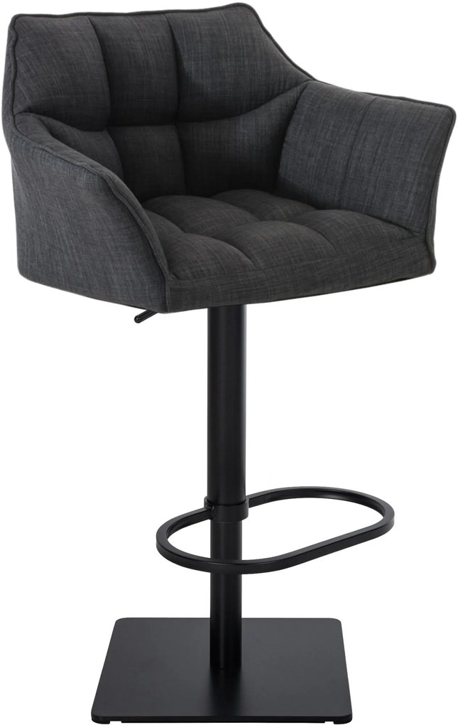 Banco de bar Damaso em tecido e com estrutura preta 64 x 88-113 x 45 cm Cinzento escuro