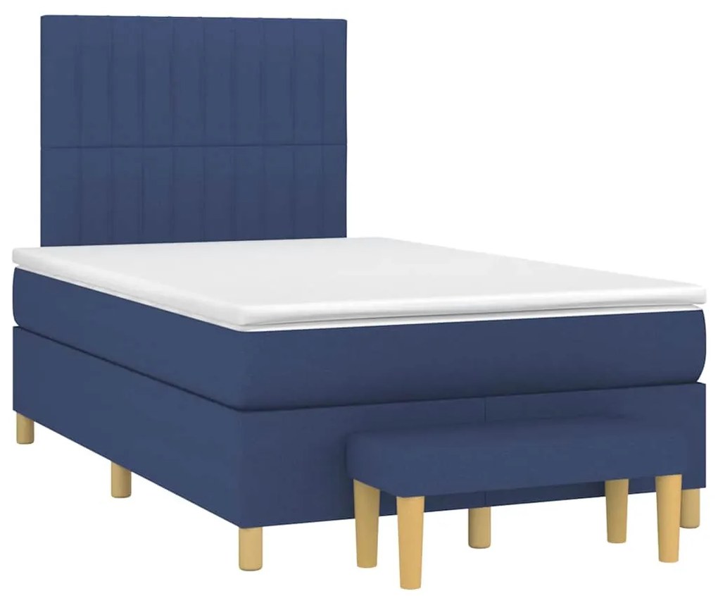 Cama boxspring com colchão 120x190 cm tecido azul