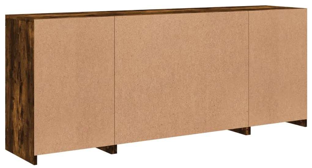 Aparador com luzes LED 163x37x67 cm carvalho fumado