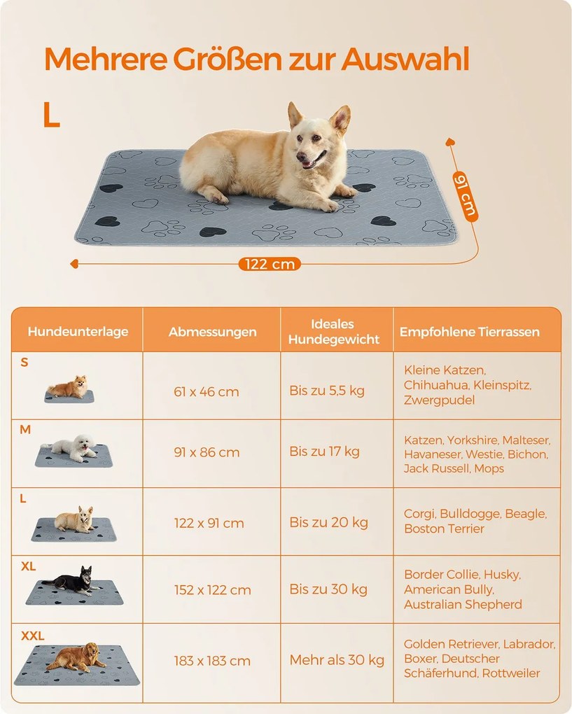 Conjunto de 2 Tapetes laváveis para cães 122 x 91 cm cinzento