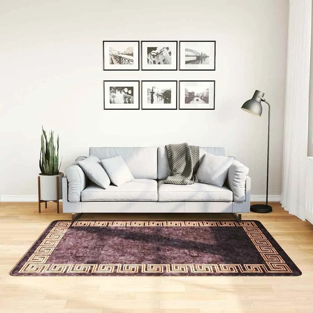 vidaXL Tapete lavável antiderrapante 120x180 cm preto e dourado