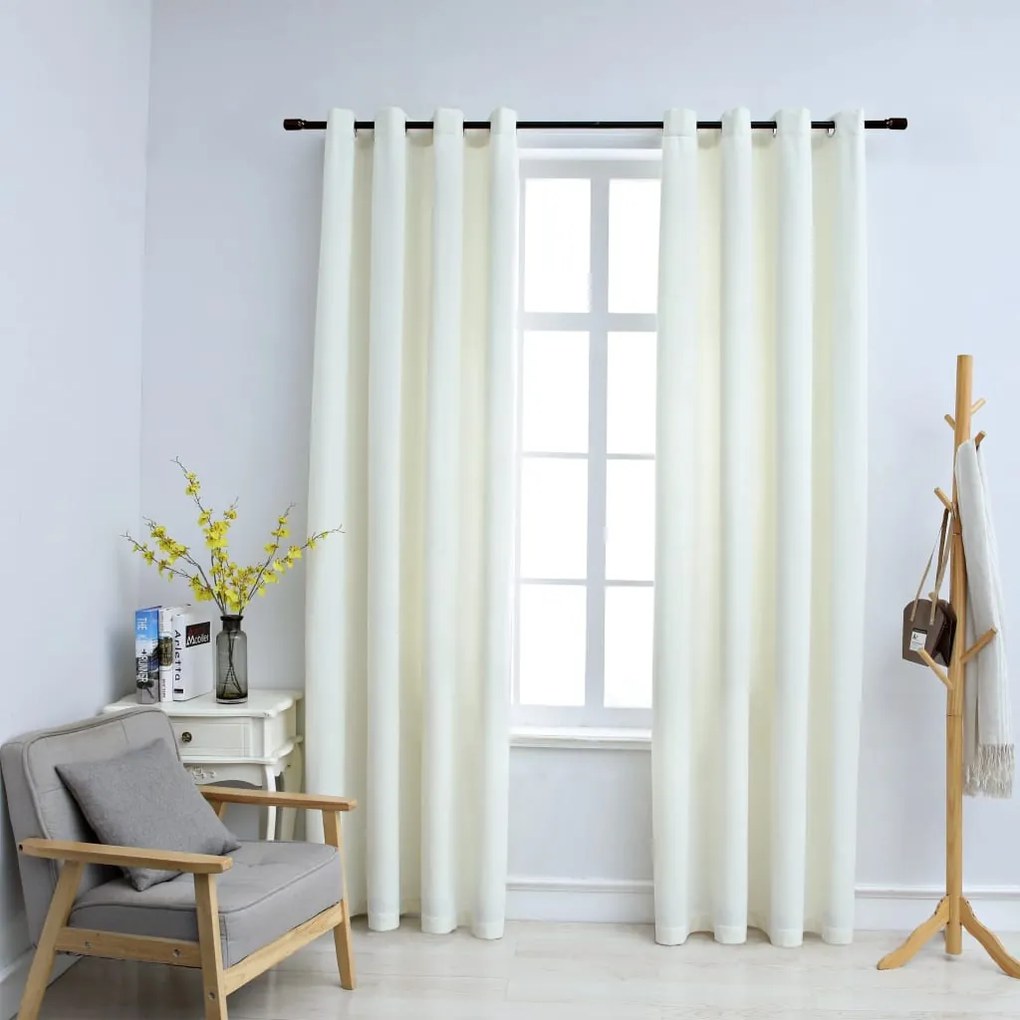 134513 vidaXL Cortinas blackout com argolas 2 pcs 140x225 cm veludo creme