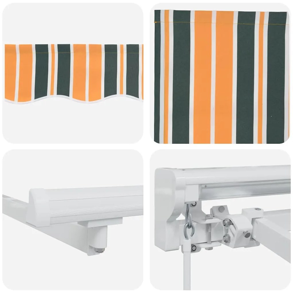 Toldo Retrátil Manual Verde e Amarelo 400x200 cm