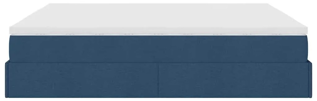 Estrutura de cama otomana vidaXL com tecido azul colchão 180x200cm