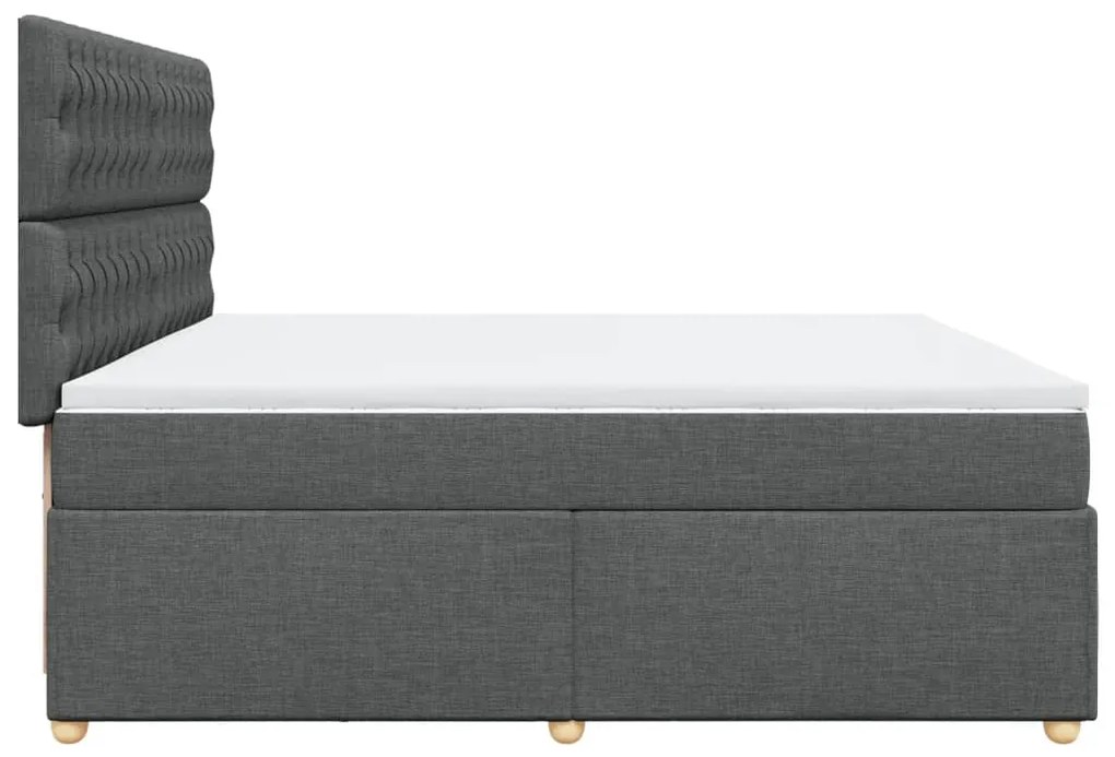 Cama com molas/colchão 200x200 cm tecido cinzento-escuro