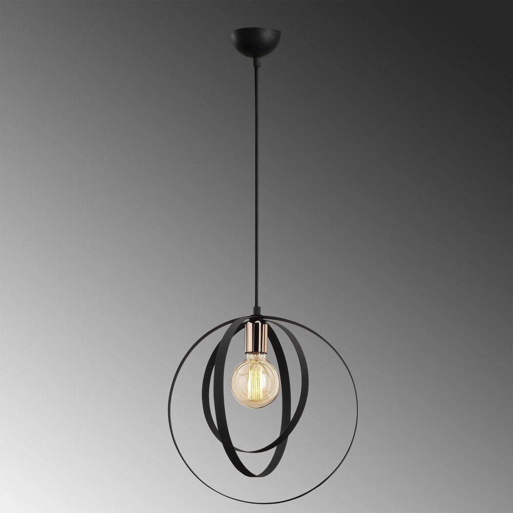 Chandelier Vaveyla – Preto – 35 cm de Diâmetro, 131 cm de Altura