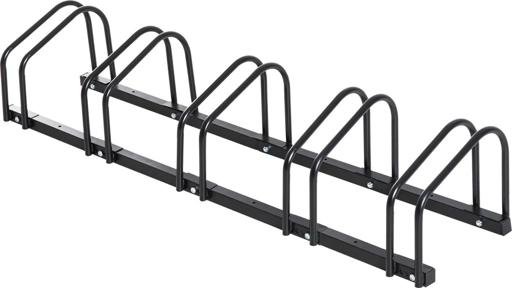 HOMCOM Suporte 5 bicicletas rack de bicicletas suporte de arrumação para pneu 65 mm dim. 145L x 33l x 27H cm aço preto | Aosom Portugal