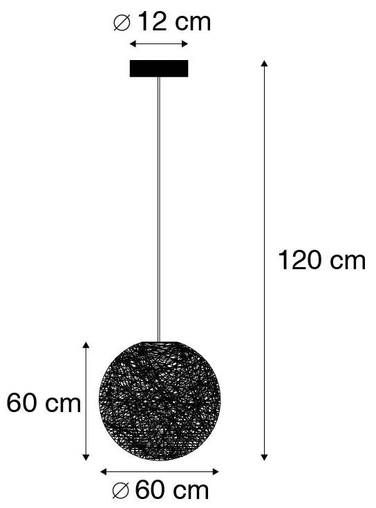 Candeeiro de suspensão rústico branco 60 cm - Corda Design,Moderno