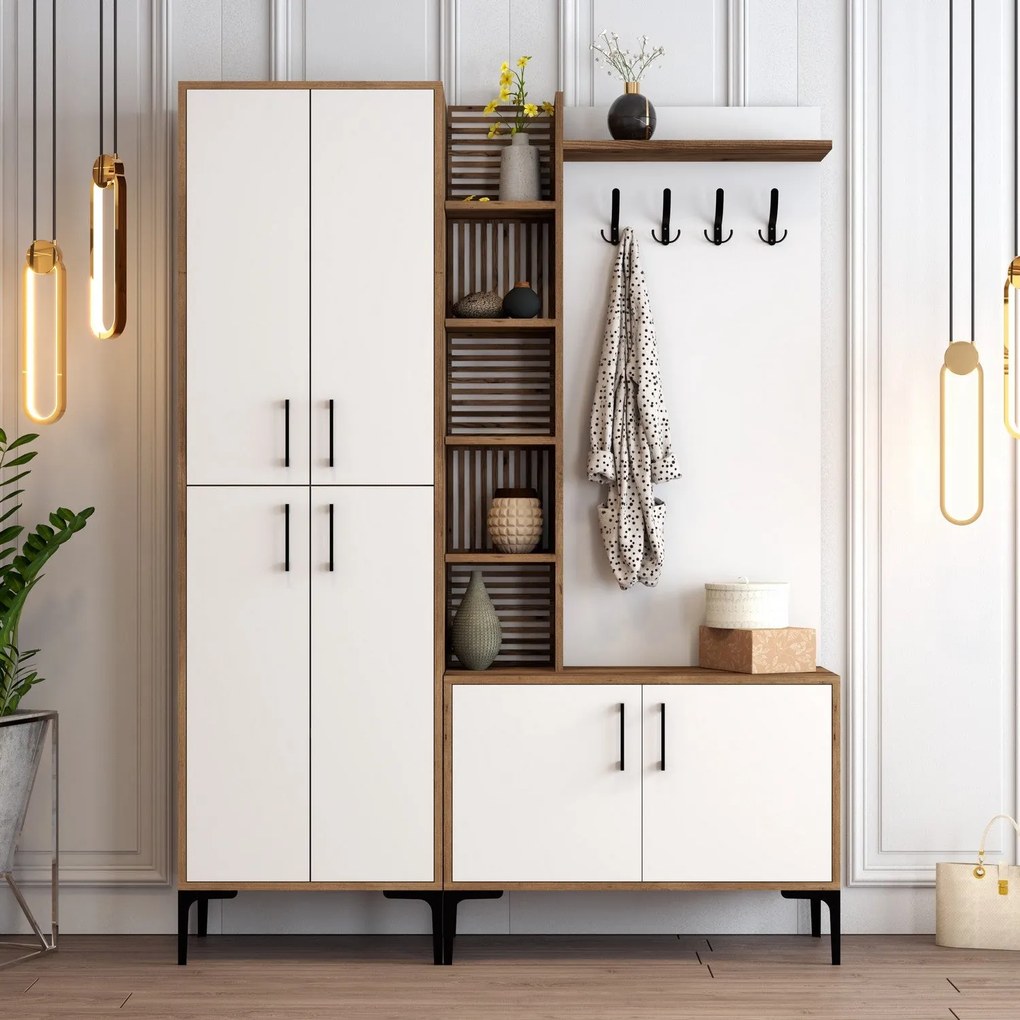 Hall Stand Viyana DA – Nogueira e Branco – 150x200x35 cm