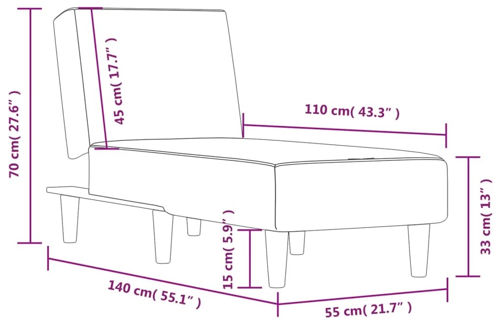 Chaise longue tecido cinzento-escuro