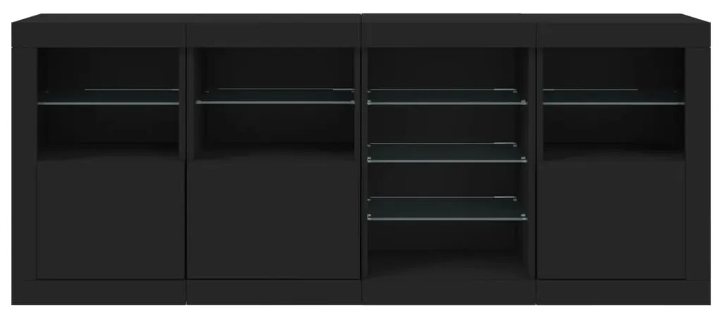 Aparador com luzes LED 164x37x67 cm preto