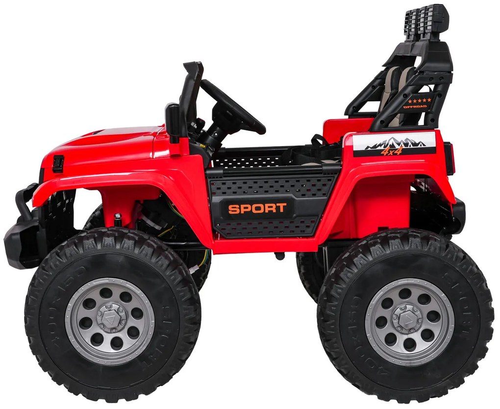 Carro elétrico para Crianças 2 Lugares Extreme Sport 4x4 24V Pneus Espuma EVA, assento couro ecológico Vermelho