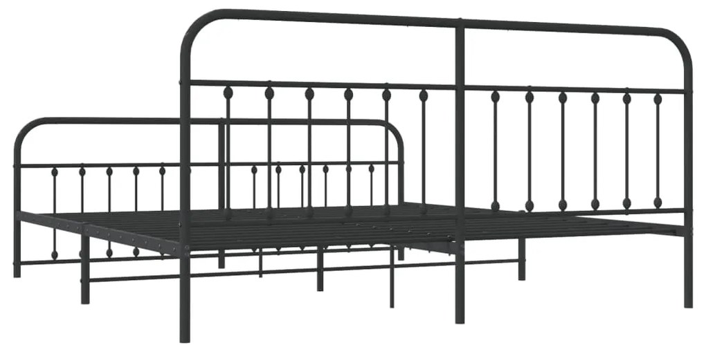 Estrutura de cama com cabeceira e pés 193x203 cm metal preto