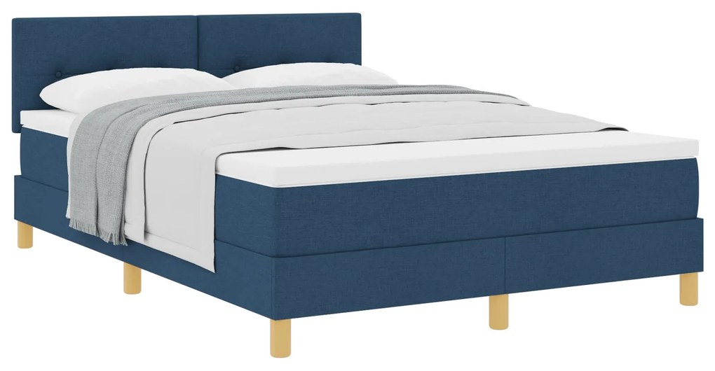 Cama Box Spring com Colchão Azul 140x200 cm Tecido