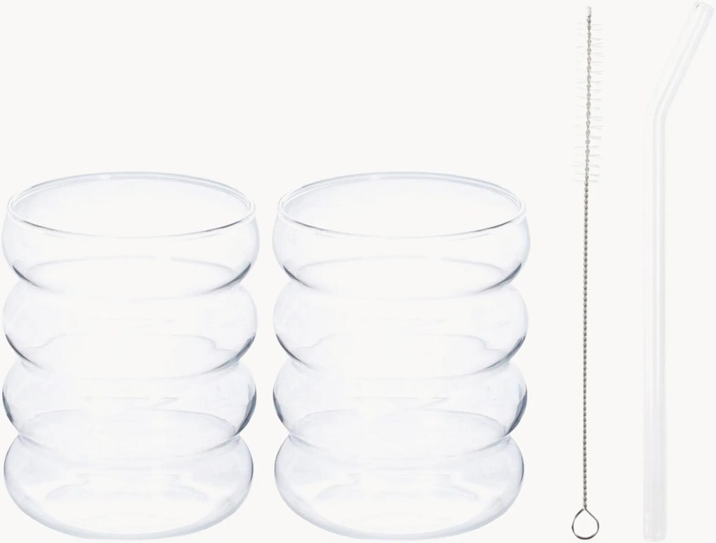 Copos de vidro borossilicato com palhinhas Matcha, conjunto de 2