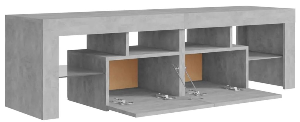 Móvel de TV com luzes LED 140x36,5x40 cm cinzento cimento