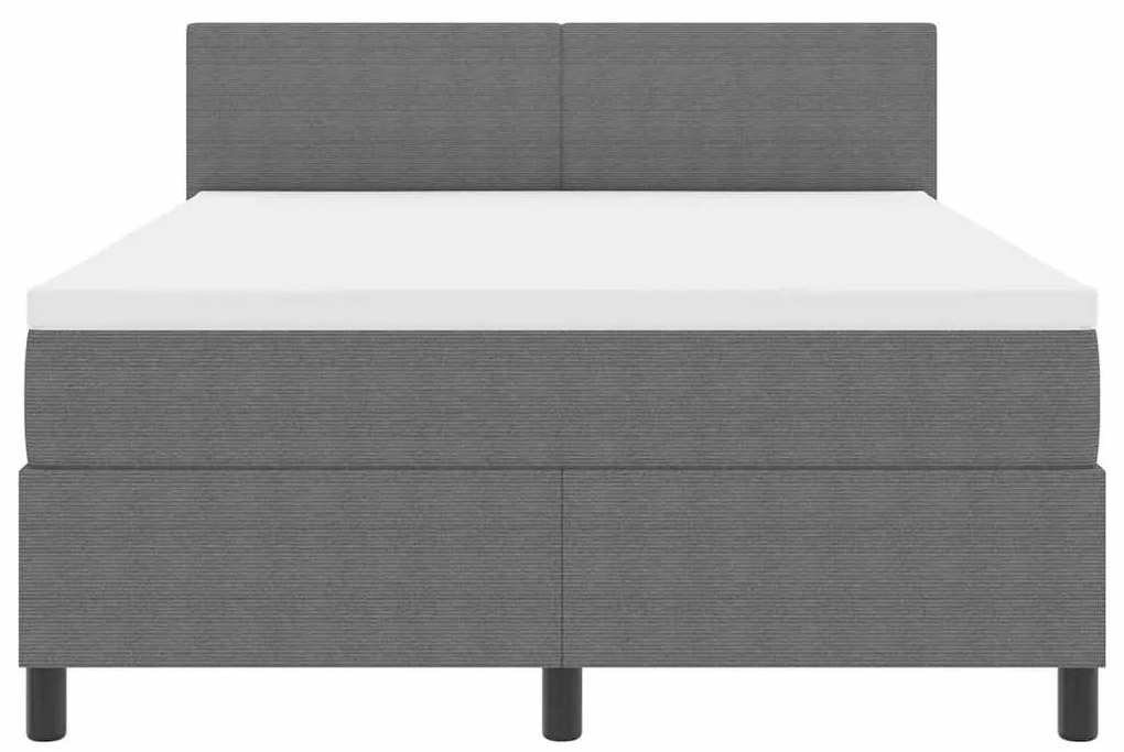 Cama Box com Colchão e Luz LED Cinza 140x200 cm Tecido de Veludo