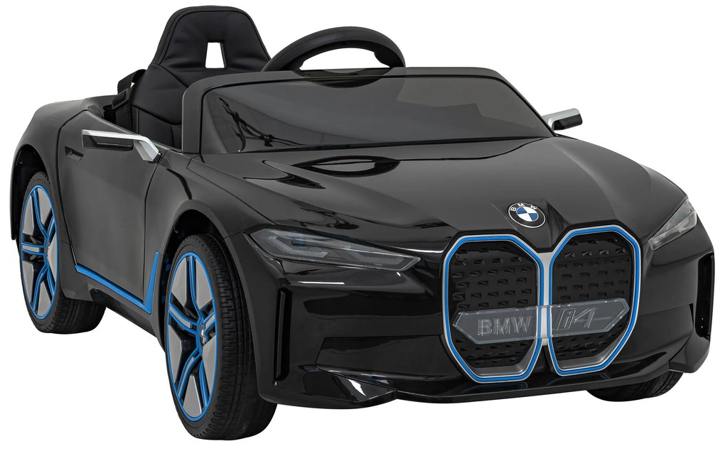 Carro elétrico para Crianças BMW I4 12V, Rodas Espuma EVA, Assento couro ecológico Preto