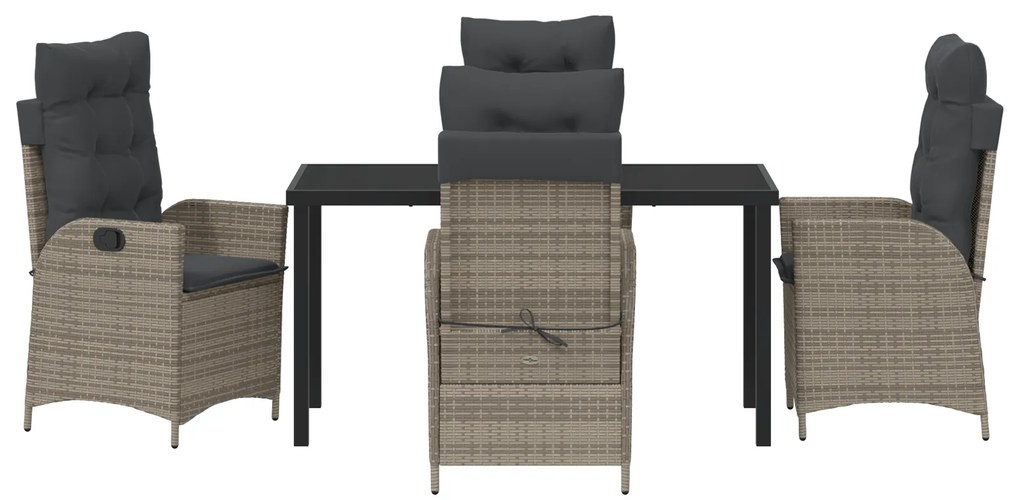 Conjunto de Jantar de Jardim com Almofadas 5 Peças Cinza Rattan Poliés
