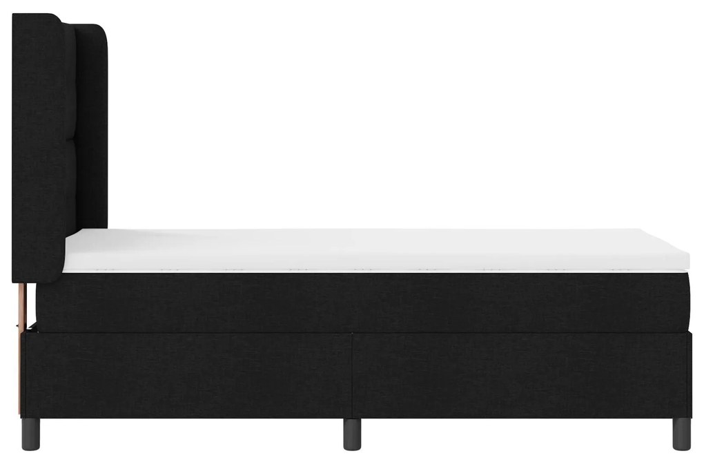 Cama Box Spring com Colchão e LED Preto 90x200 cm Tecido