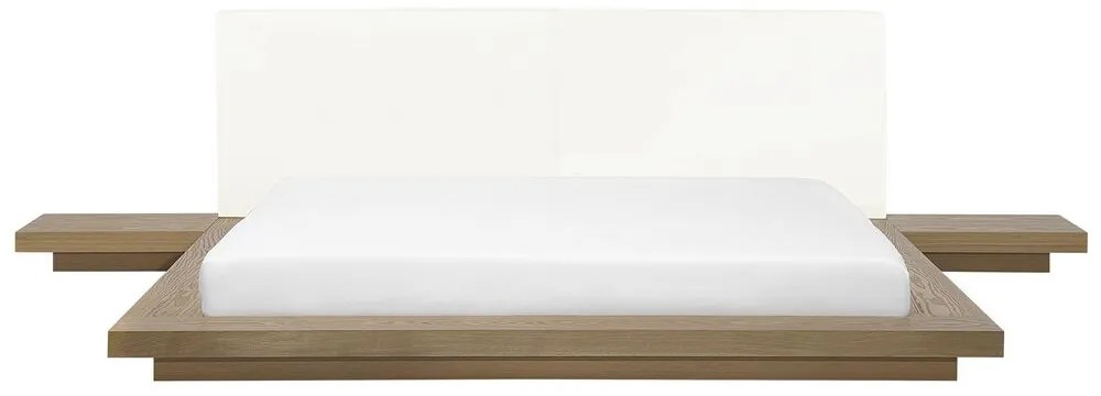 Cama de casal em madeira castanha clara 180 x 200 cm ZEN Beliani
