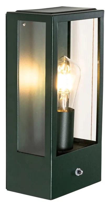 Candeeiro de parede exterior verde escuro com sensor crepuscular IP44 - Rotterdam