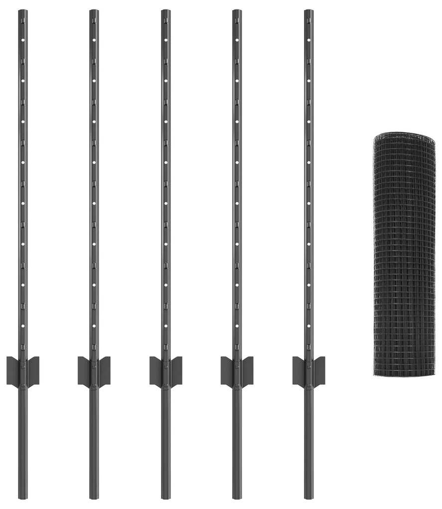 Cerca de Arame Soldado com 5 Postes U Cinza 0.8x10 m Aço