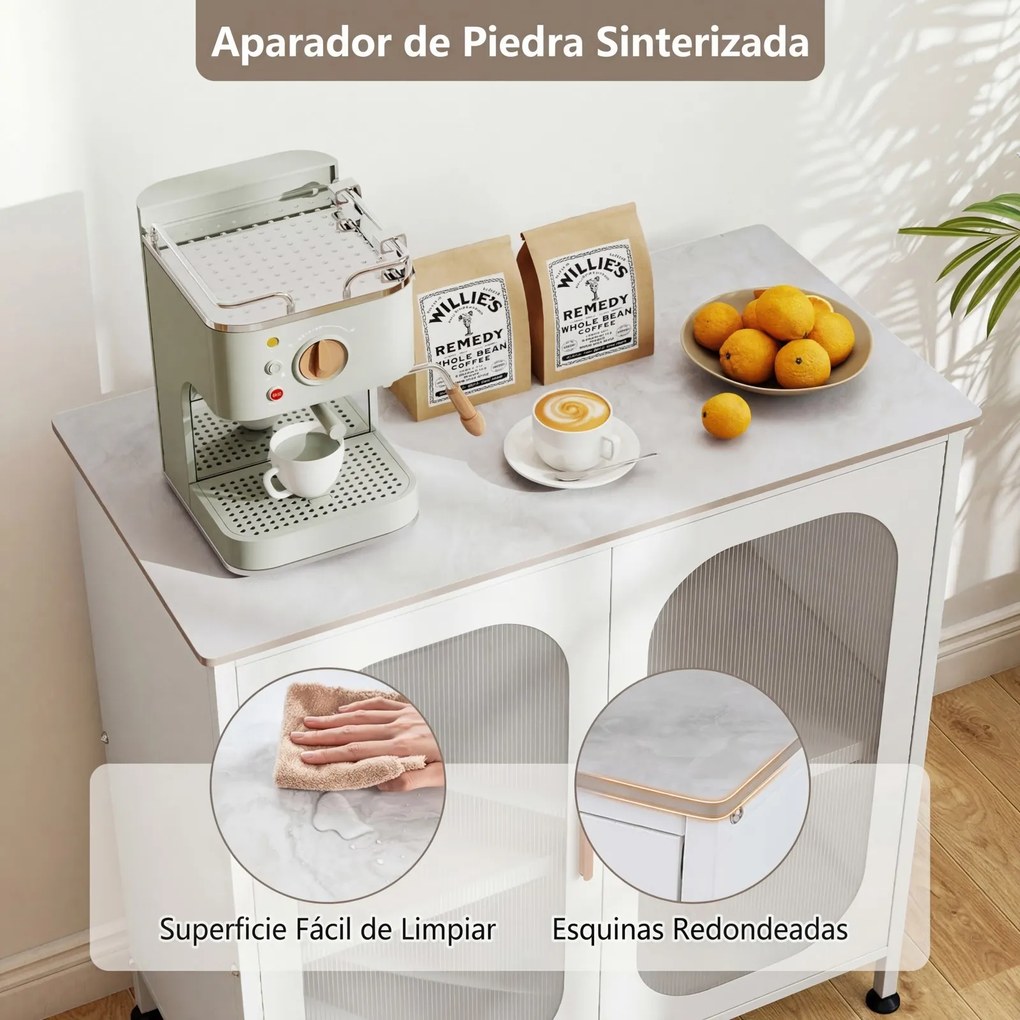 Aparador de Cozinha, 83 x 42 x 85,5 cm, Prateleira Regulável, Branco