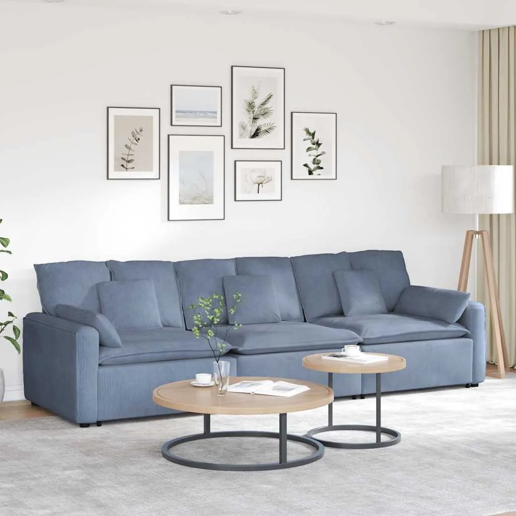 vidaXL Sofá modular com almofadas azul