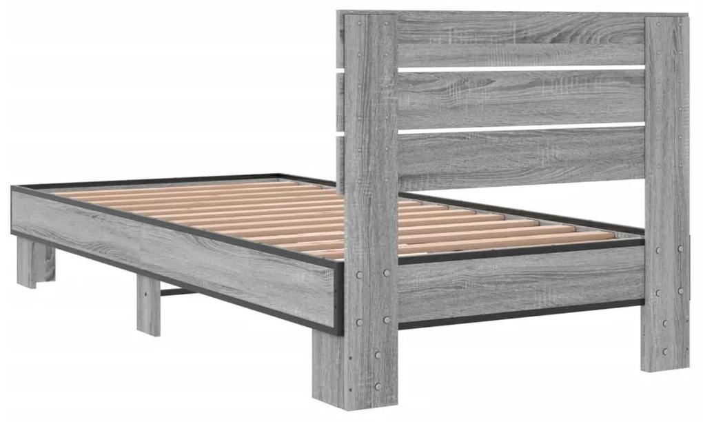 Estrutura cama 100x200 cm derivados madeira/metal cinza sonoma