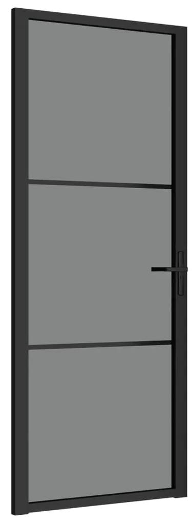 Porta de interior 83x201,5 cm vidro ESG e alumínio preto