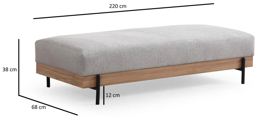 Pouffe Eti – Cinzento – 158x68x38 cm