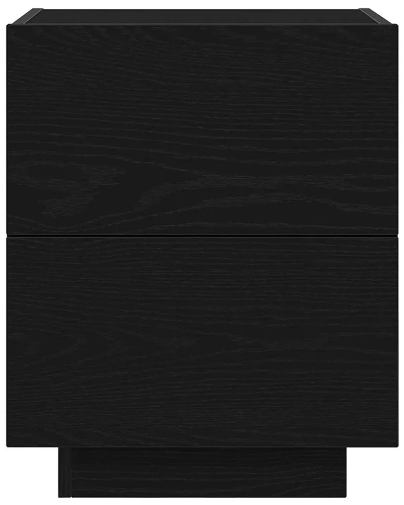 Cômodas de Cabeceira com Luzes LED 2 pcs Carvalho Preto 45x40x55 cm