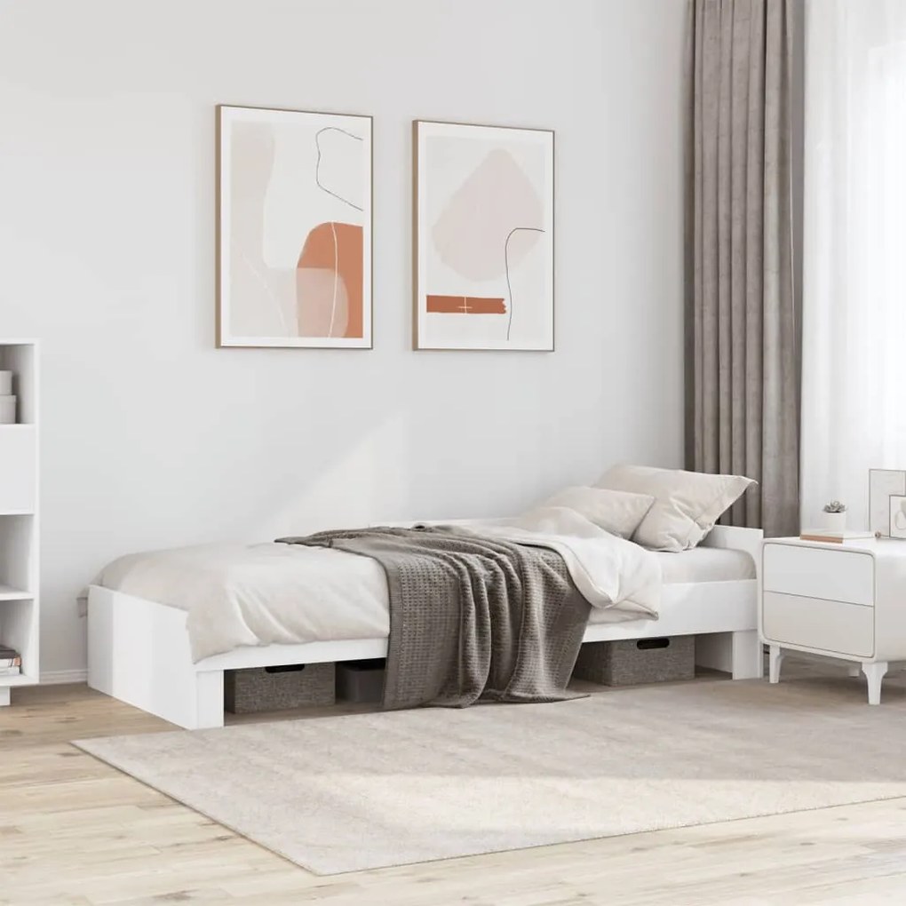 Estrutura de cama 90x190 cm derivados de madeira branco