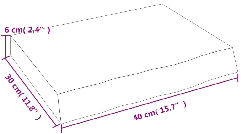 Bancada p/ WC 40x30x(2-6)cm madeira tratada maciça castanho