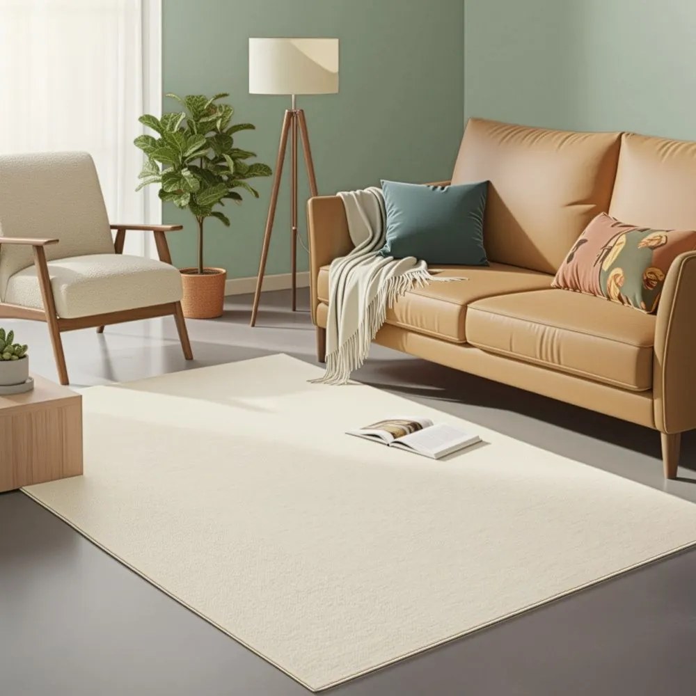 Tapete retangular de sala de estar 160 x 230 cm Bege