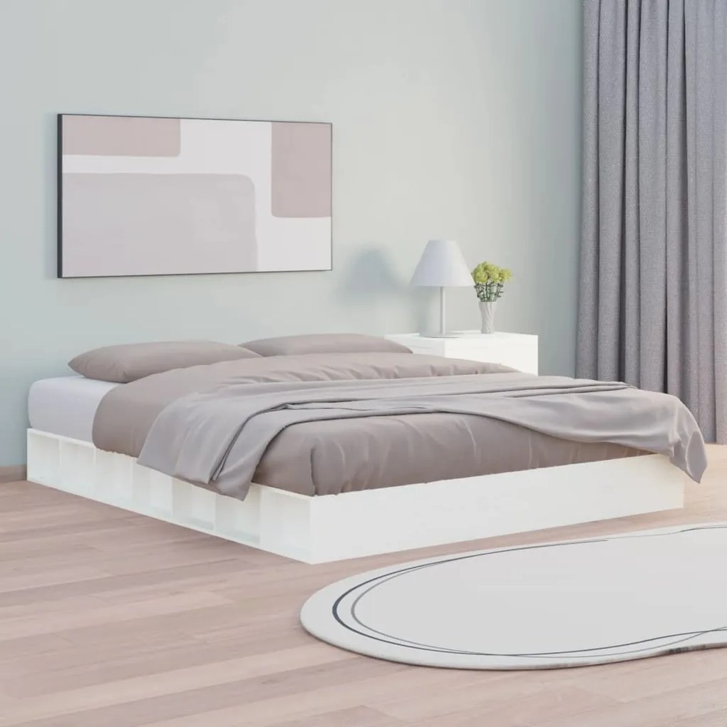 820657 vidaXL Estrutura de cama 200x200 cm pinho maciço branco