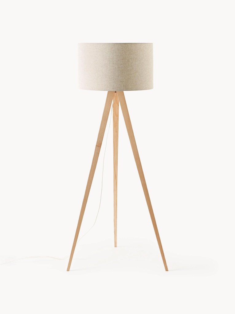 Candeeiro de pé com tripé em madeira maciça Jake