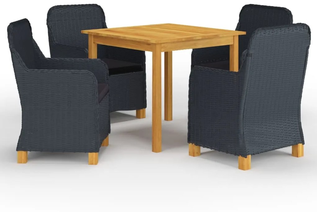 vidaXL 5 pcs conjunto de jantar para jardim cinzento-escuro