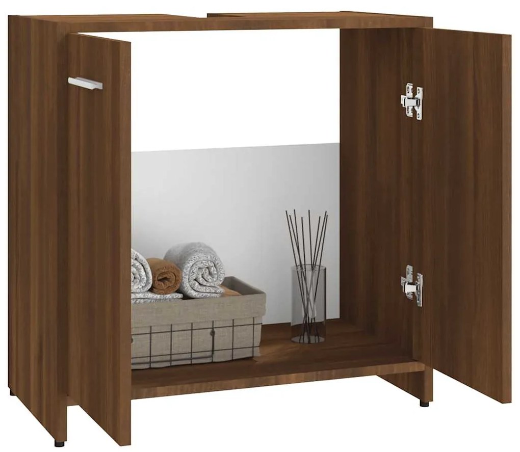 Armário WC 60x33x60 cm derivados de madeira carvalho castanho
